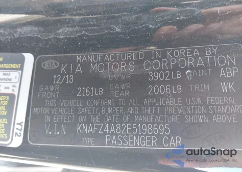 2014 Kia Forte Ex z USA, uszkodzony, nr VIN KNAFZ4A82E5198695